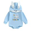 Adorable Baby Easter Bunny Hooded Romper with Long Sleeves and Embroidered Letter Detail for Infant Girls