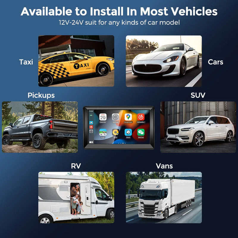 7 Inch Car Radio Carplay Android Auto Car Stereo Portable Universal Touch Screen Car Multimedia Video Player With Bluetooth AUX