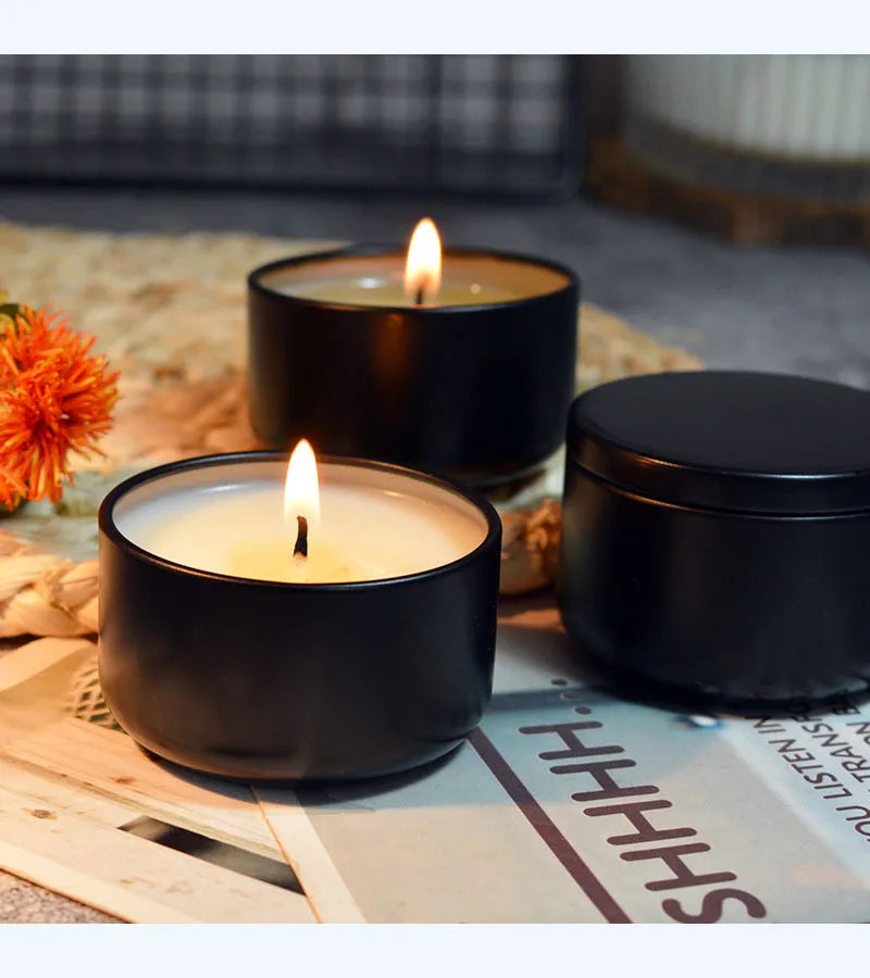 Burning 15h Citronella Anti-mosquito Aromatherapy Candels Black Tin Can Hotel Home Environmentally Friendly Soy Aromatic Candle