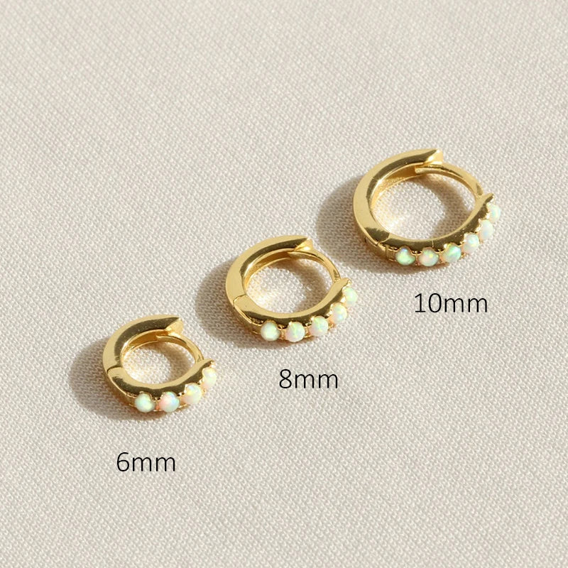 ROXI 6/8/10mm Size Opal Round Hoop Earrings For Women 925 Sterling Silver Circle Earrings Jewelry Bohemia Pendiente Plata 1piece