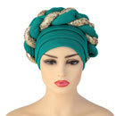 Latest African Auto Geles Headtie Already Made Headties Shinning Sequins Turban Cap for Women Ready Female Head Wraps