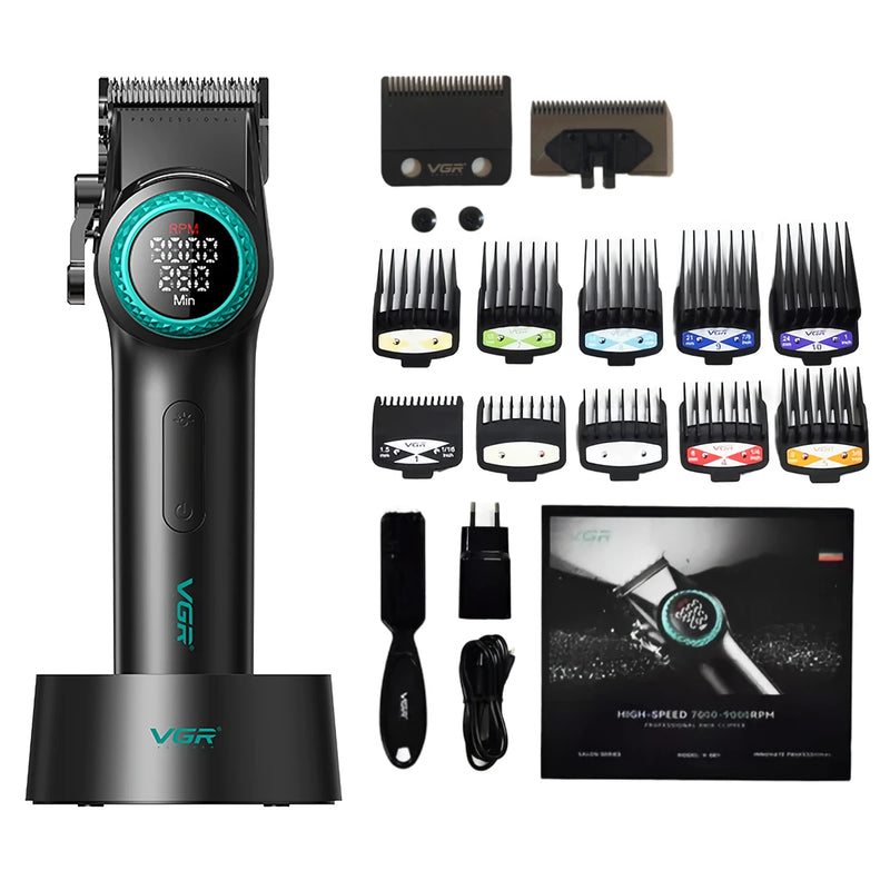 VGR Hair Clipper Professional Hair Trimmer Electric Hair Cutting Machine Cordless Haircut Machine 9000 RPM Clipper for Men V-001