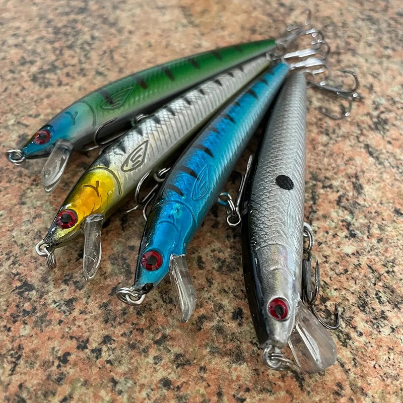 Long Tail Minnow Fishing Lure 10cm 9g Floating Hard Bait Artificial Wobbler Crankbait 3D Eye 10 Color Carp Perch Fishing Tackles