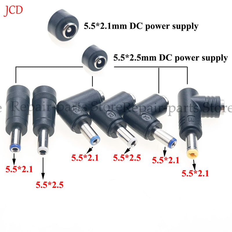 1 pieceConnector For Dc Power Adapter Connector Plug Conversion Head Jack Female Socket 5.5*2.5/2.1mm Turn To Male 5.5*2.1/2.5mm