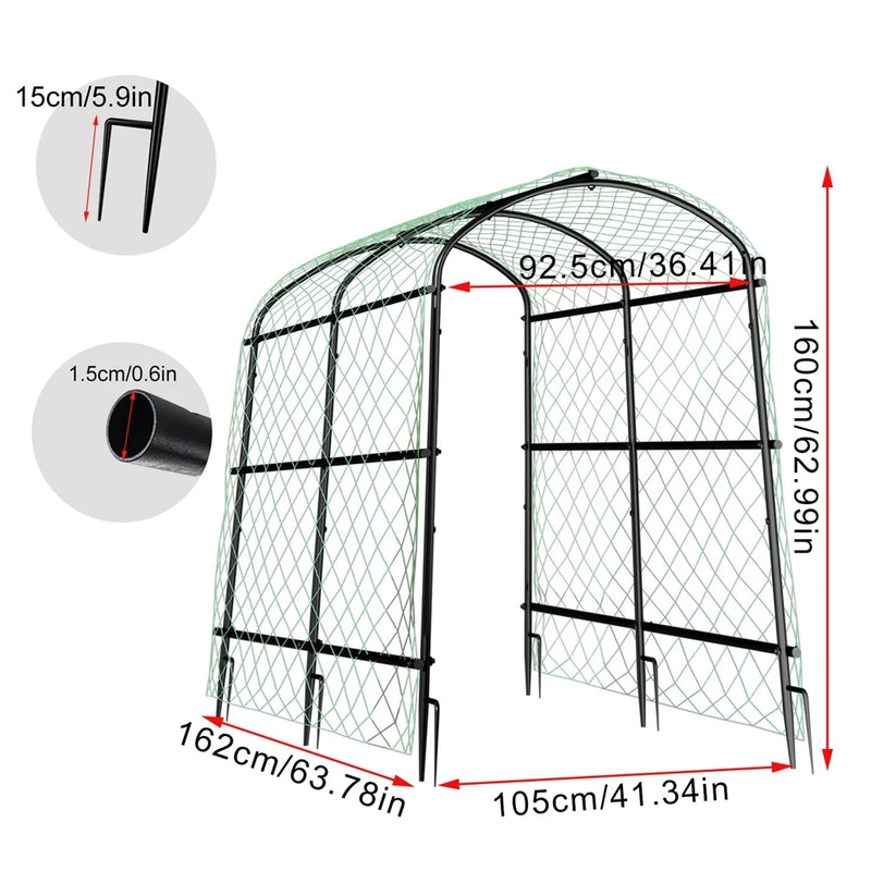 U-Shaped Metal Tall Garden Plant Trellis Grow Support Frame for Climbing Plants Vegetables