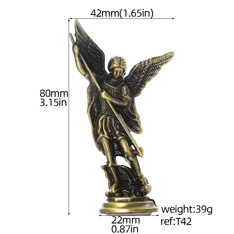 Christian San Miguel Arcangel Statue St Michael Statue Bronzed Alloy Ctafts St Michael The Archangel victoriously Over Satan