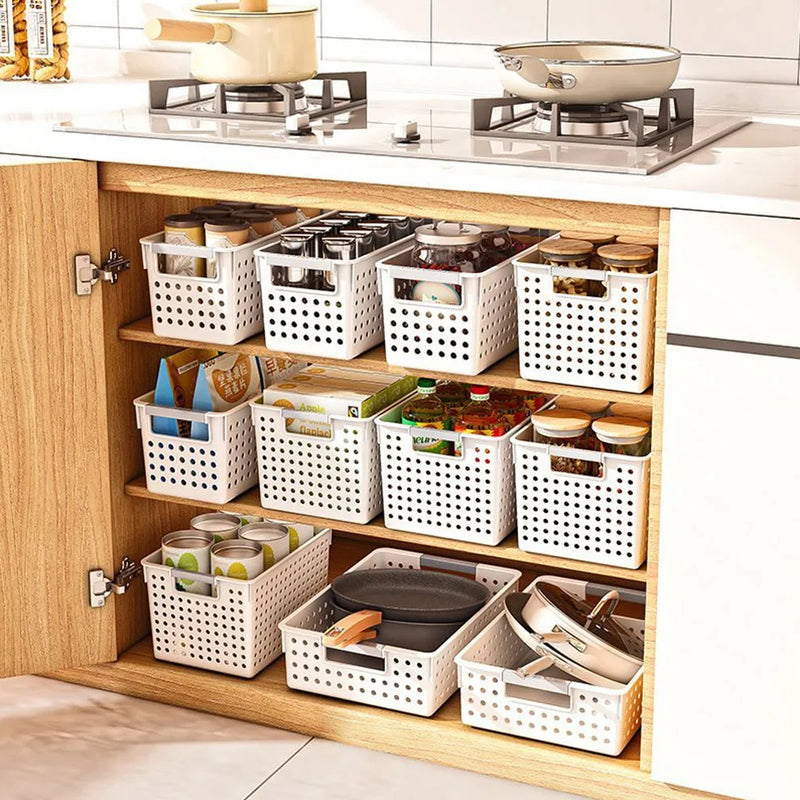 Household cabinet storage basket snacks sundries household large capacity living room kitchen tabletop bathroom storage box