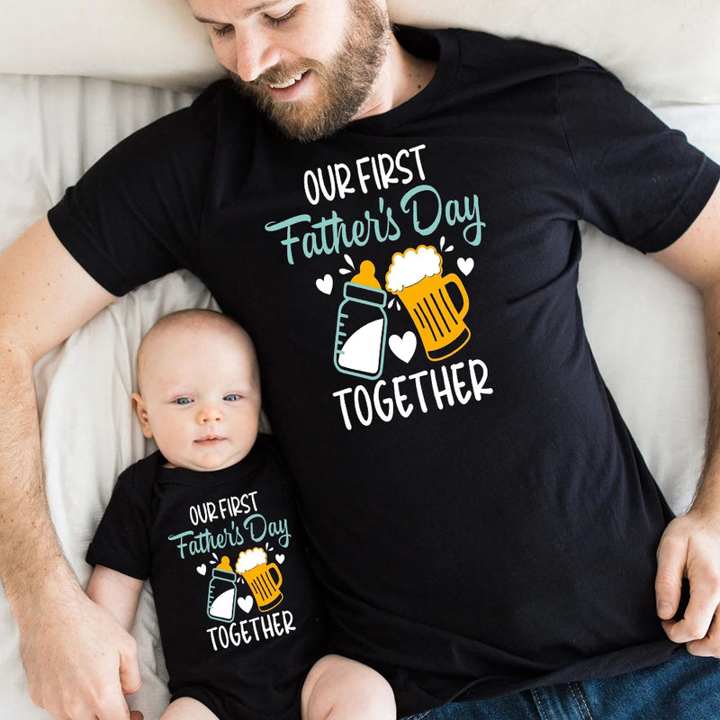 Our First Father's Day Daddy Baby Family Matching Clothes Tops Dad Boys Girls Holiday Party Outfit Papa T-shirt Baby Bodysuits