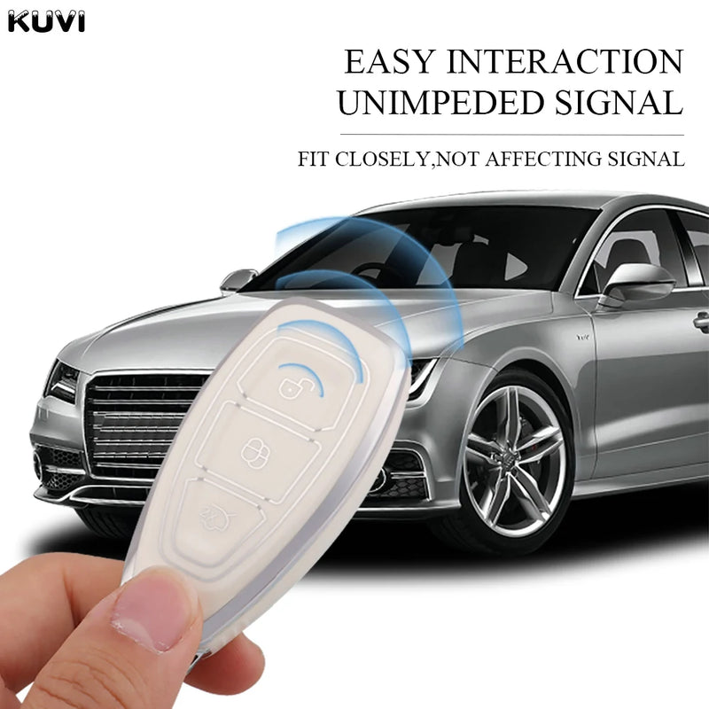 New TPU Car Smart Key Case Cover Shell For Ford Focus 3 4 ST Mondeo MK3 MK4 Fiesta Fusion Kuga Ecosport Protect Fob Accessories