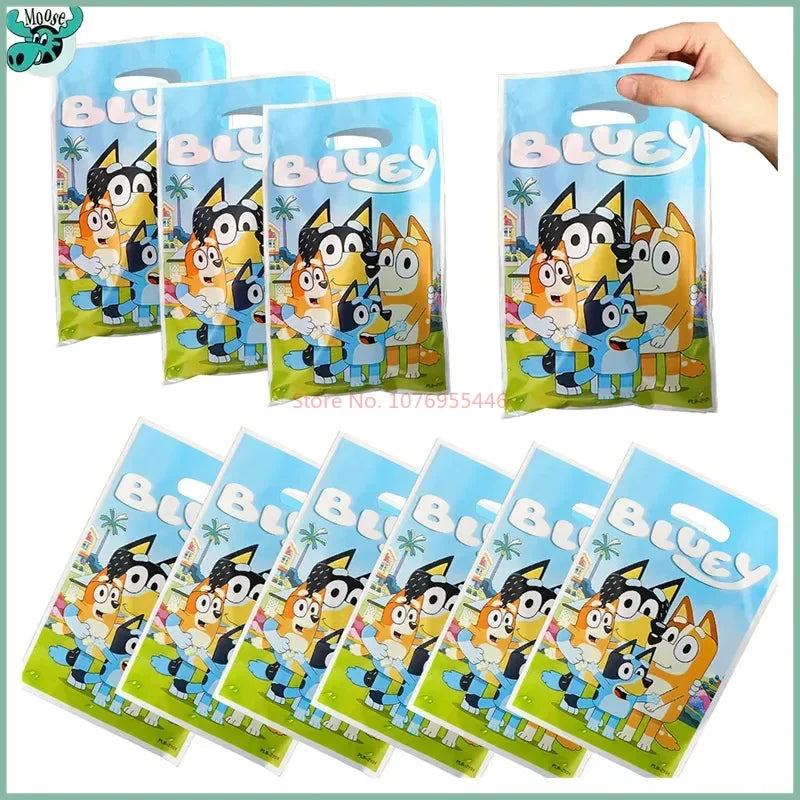 50/100pcs New Cartoon Bluey Dog Gift Bag Cute Bingo Snacks Baked Self-sealing Plastic Bag Birthday Gift Packaging Handbag