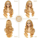 #27 Honey Blonde Human Hair Wigs 13X4 Transparent Lace Pre Plucked Body Wave Human Hair Lace Frontal Wig 200 Density 32 inch