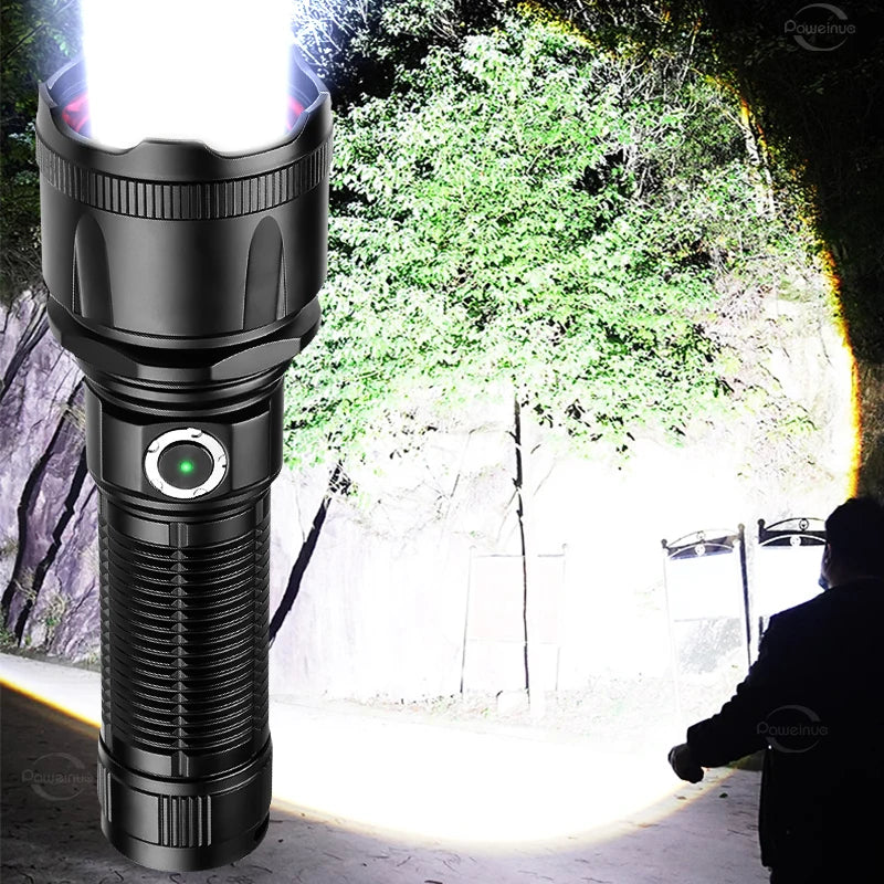 Most Powerful LED Flashlight white-laser Tactical Flash Light Rechargeable Torch Long Range Lamp Camping Hunting Lantern XHP360