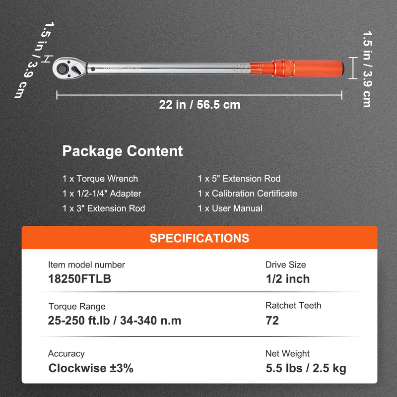 SucceBuy 1/2" 1/4" 3/8" Mechanical Torque Wrench Set Precision Pointer Hand Tools Torque Wrench Workshop Car Repair Tool