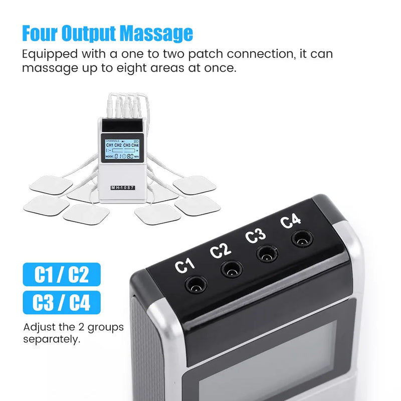 4 Channel PMS Massage Needle Therpy Muscle Stimulator TENS Physiotherapy Pulse EMS Back Neck Body Massager Pain Relief Machine