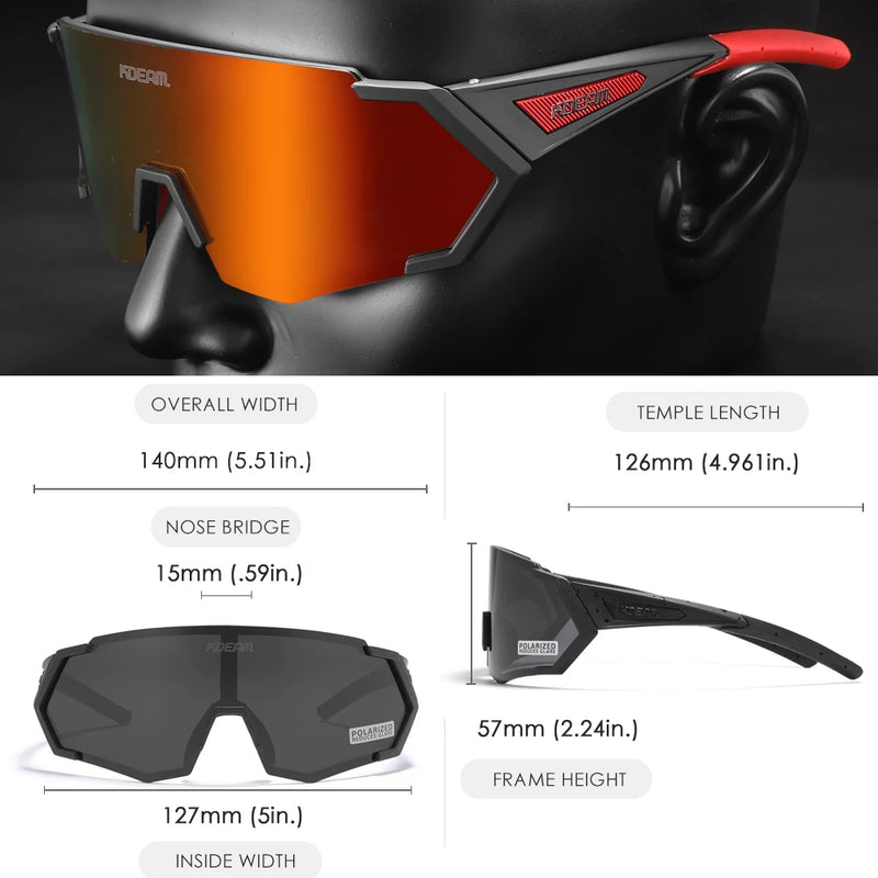 Brand KDEAM Very Cool Red And Black Men Polarized Sunglasses Classic Impregnable TR90 Frame Male Outdoor Bicycle Sports Goggles
