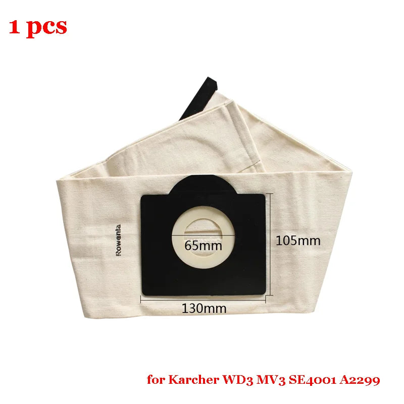 Washable Dust Bags Coth For Karcher WD3 WD3300 MV3 SE4001 SE4002 6.959-130 A2200 A2500 A2600 A2900 A3100 Vacuum Cleaner Parts