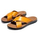 Italian PU Leather Slippers Men Summer Shoes Indoor Outdoor Hotel Beach Slip On Shoes Flats For Male Big Size 47 Dropshipping