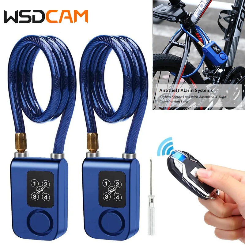 WSDCAM Bike Lock Anti-Theft Security Wireless Remote Control Alarm Lock 4-Digit Password Alarm IP55 Waterproof for Oudoor