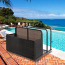 Outdoor Storage Solution with Convenient Mobility Poolside Float Storage Basket, PE Rattan Pool Caddy with Rolling Wheels