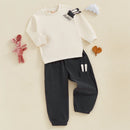 3--6Years Kids Boy 2Pcs Easter Outfits Long Sleeve Sweatshirt with Bunny Ears and Casual Pants Sets Spring Boys Clothes