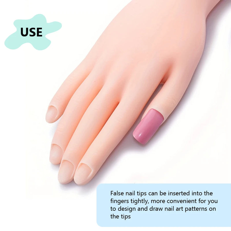 1Pcs Flexible Soft Plastic Flectional Mannequin Model Painting Practice Tool Nail Art Fake Hand for Training Nail Salon