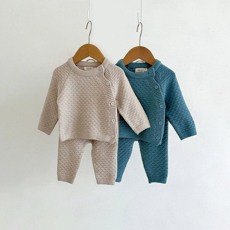 2Pcs Baby Boy Clothes Set Soft Knit Cotton Baby Boy Sweater + Pants Kids Outfit Spring