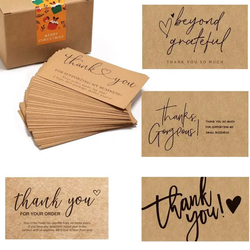 50Pcs Kraft Thank You Cards Small Business Supplies for Boutique Shops Thank You For Shopping Cards