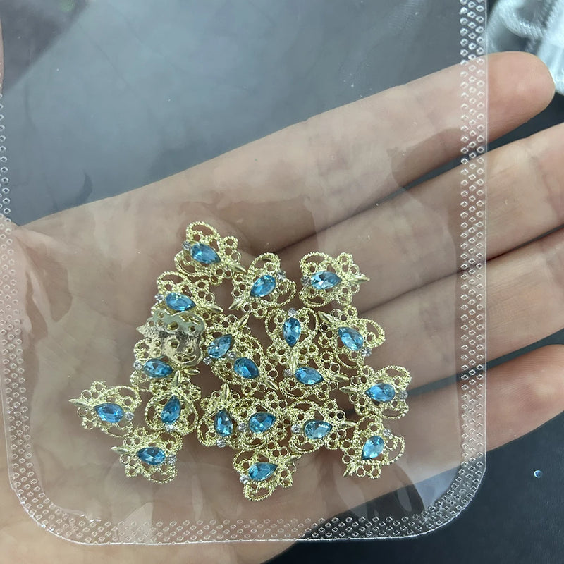 3D luxury zircon Star cross Nail Metal Charms 10pcs mermaid  bead nail jewelry  11*18mm Aolly Nail Art Crystal Gems Decorations
