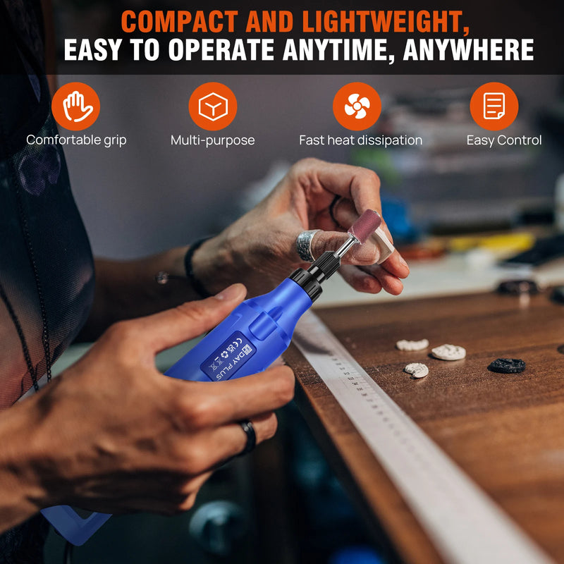 DayPlus Cordless Rotary Tool,1.5Ah 5-Speed, LED Power Multi Tool 80Pcs Accessories Kit for Carving, Polishing, Sanding, Drilling