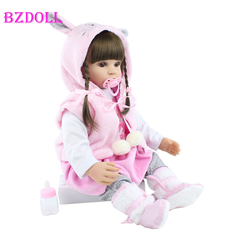 60cm/55cm Soft Silicone Reborn Toddler Baby Doll Toys For Girl Long Hair Princess Like Alive Boneca Dress Up Birthday Gift