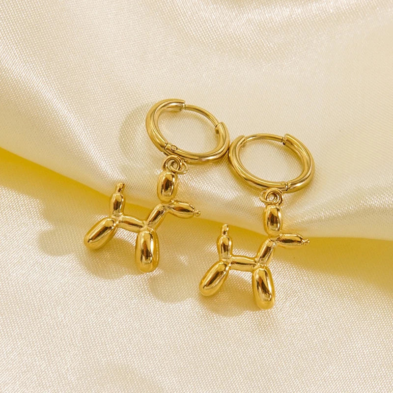 Popular Balloon Dog Pendant Dangle Earrings For Women Metal Style Cute Canimal Hoop Earring Fashion Jewelry Wedding Party Gifts