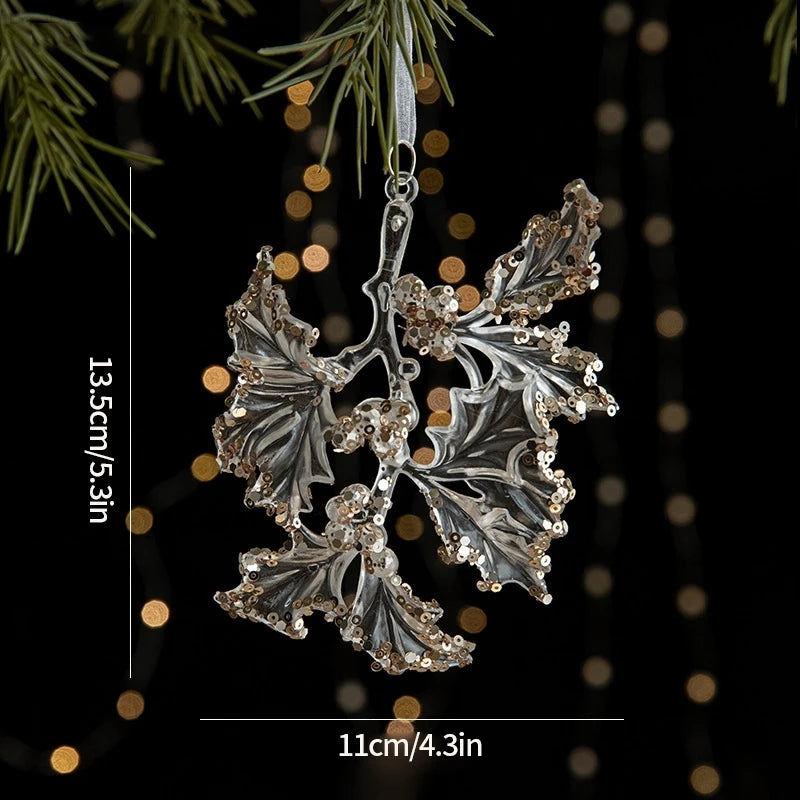 Christmas Decoration Acrylic Snowflake Icicle Pendants Xmas Tree Decor Snowflower Bell Hanging Pendant Home New Year Gift 2025