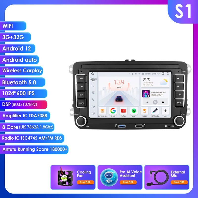GPS Android 14 Auto Radio for Volkswagen VW Passat B6 B7 T5 Tiguan Touran GOLF POLO Carplay 4G Car Multimedia GPS 2din Autoradio