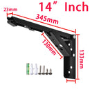 2pcs 8"-14" Black Folding Shelf Bracket Heavy Duty White Collapsible Shelf Bracket Hardware for Table Work RV Car Saving Space