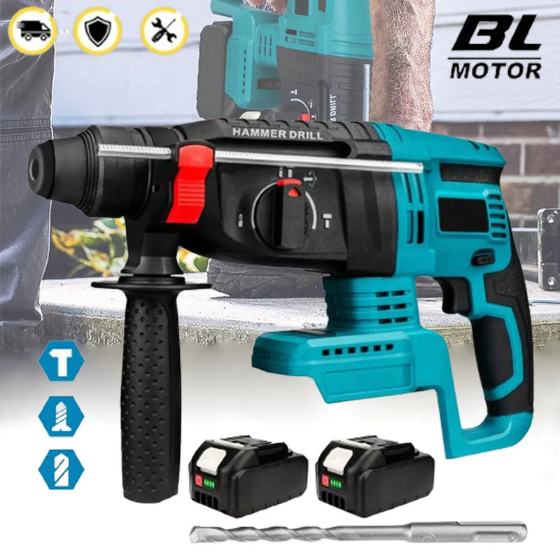 26MM Brushless Electric Hammer Drill Multifunctional Cordless Rotary Hammer Impact Drill Power Tool For Makita 18V Battery