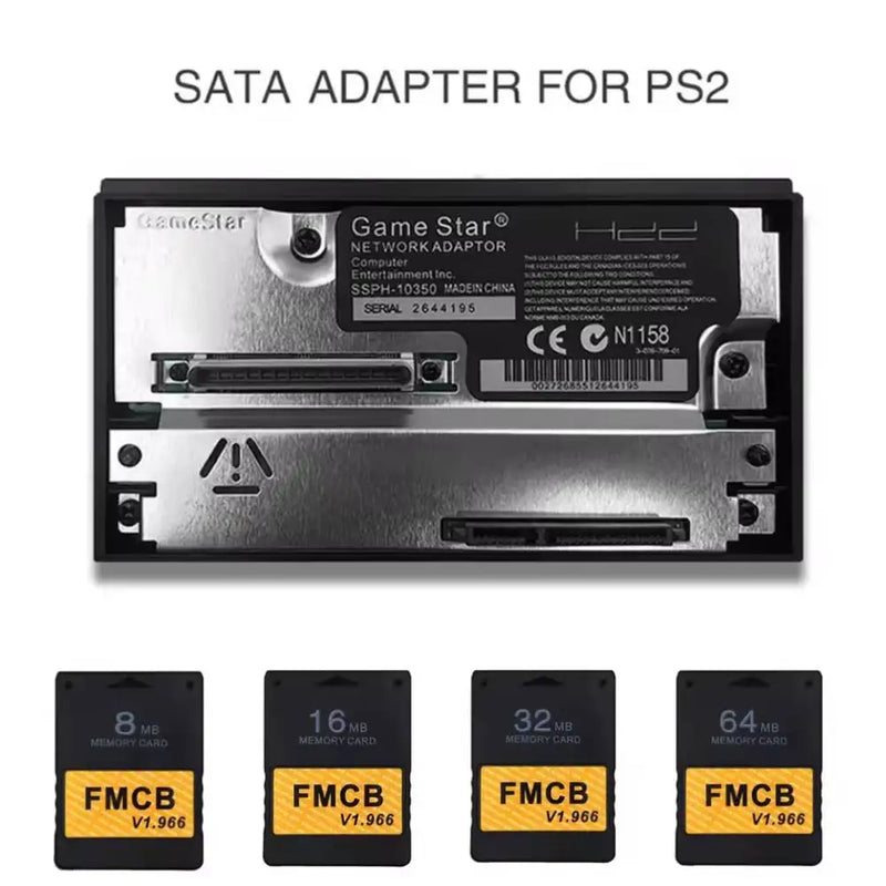 SATA Interface Network Card Adapter For PS2 Playstation 2 Fat Console SATA HDD Sata Socket w/Free McBoot V1.966 FMCB Memory Card