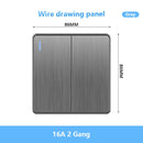 86 Type UK Standard Wall Light Switch 16A Brushed Panel ON OFF Home Power Rocker Push Button Switch 1/2/3/4 Gang 1/2Way