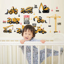 Cartoon Building Construction Vehicle Wall Sticker Home Decor Build Your Future Crane Excavator Kids Boy Bedroom Decor Decals