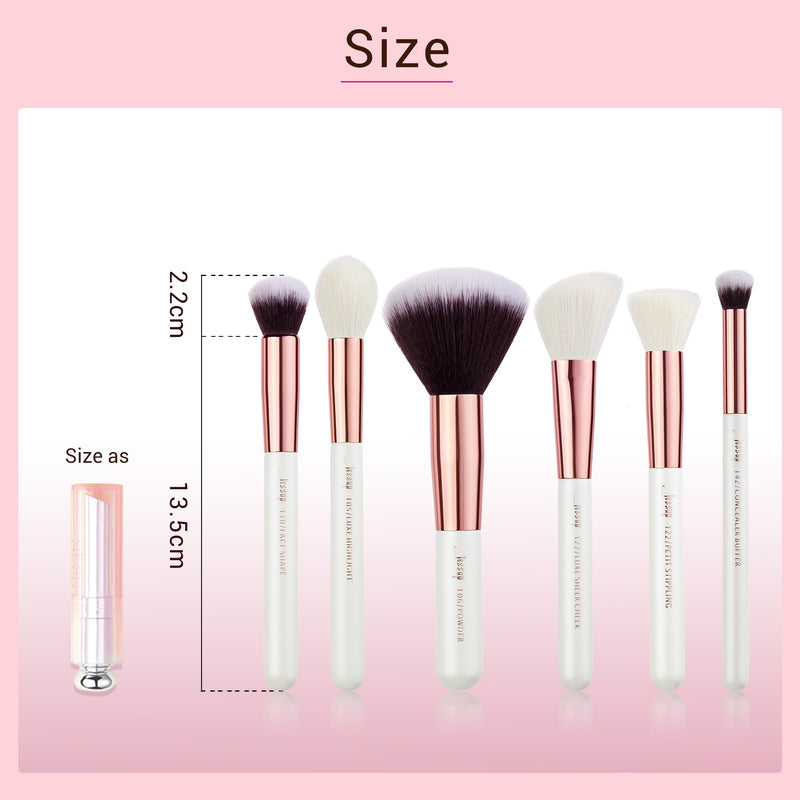 Jessup Makeup Brushes Set 6pcs Makeup Brush Natural-Synthetic Powder Contour Blush Highlighter Blend Concealer Makeup Brush Kits