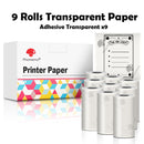 Phomemo 3 Rolls Self-adhesive Transparent Sticker Thermal Paper for T02 M02X Label Sticky DIY Photo Texts Study Notes Printing