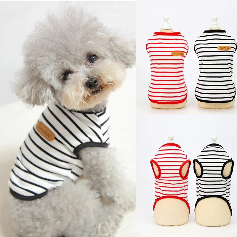 Striped Puppy Sleeveless Vest Spring Summer Pet Clothes for Small Dogs Pomeranian Chihuahua Pullovers Kitten T-shirts Outfits