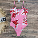2025 New 2PC Push Up Women Bikini Set Skirt Floral Printed Bikinis Strappy Bandage Swimwear Brazilian Biquini Bathing Suit