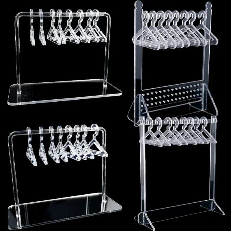 Creative Earring Hanger Rack with Mini Hangers Clear Jewelry Coat Display Stand Holder Tabletop Organizers Acrylic Show Case