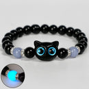 Creative Cute Big Eye Cat Luminous Bracelets For Women Animal Pendant Beaded Hand Chain Friendship Couple Bracelet Jewelry Gifts