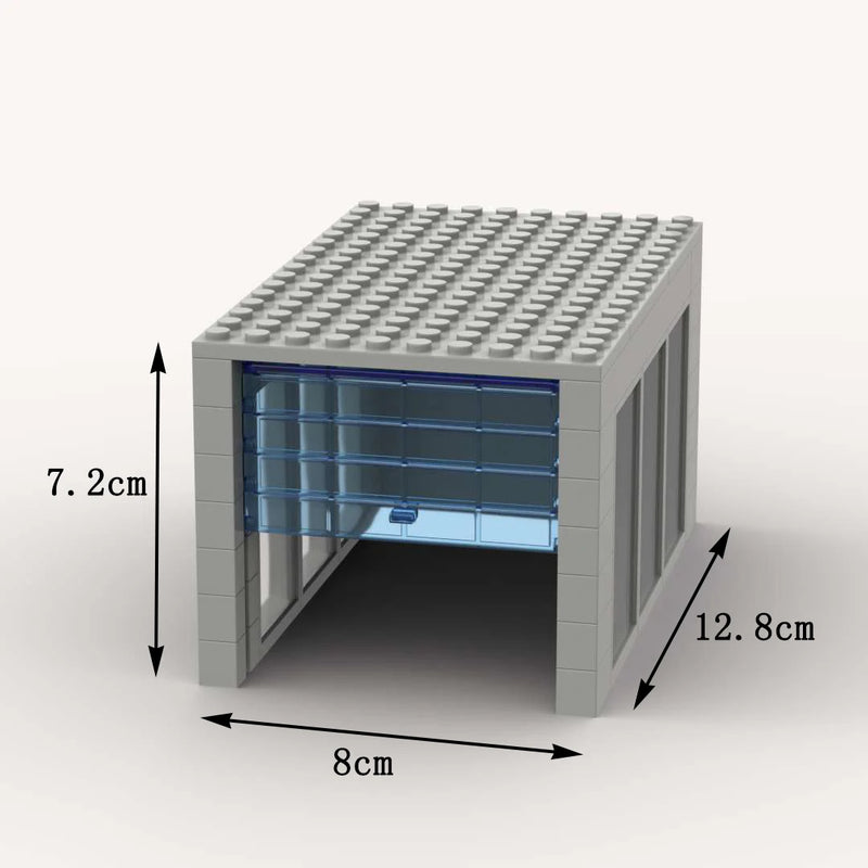 MOC Model Carage Family Garage Clear Glass Roller Door Car Barn Building Blocks Parts DIY Bricks Minifig Items Toys for Children
