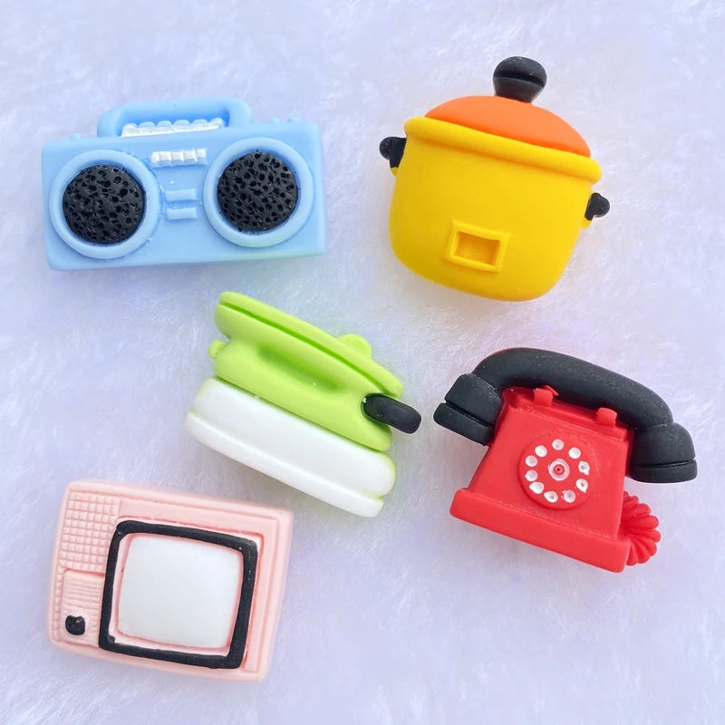 10Pcs Kawaii Cute Mixed Mini Retro Gadgets Flat Back Resin Cabochons Scrapbooking DIY Jewelry Craft Decoration Accessories  E26