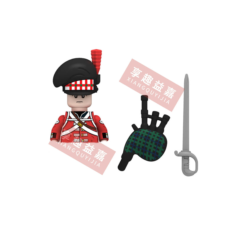 Medieval Napoleonic War French Dragoon British Soldiers Pirates Figures Army Scottish Fuisiler Building Blocks Weapons Brick Toy