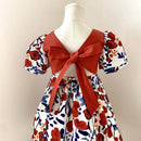 Bear Leader Girl Summer Dress Outfits 2023 New Girls Floral Princess Dress Backless Tie Bow Puff Sleeve Fashion Dress for 3-11 Y