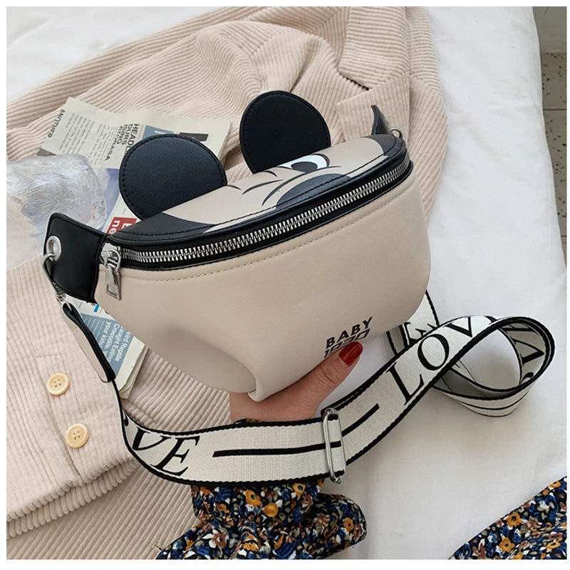 Fashion Belt bag Mickey Cartoon Cross-body Bag Cute Chest bag PU Leather Large Volume Waist Bag Fanny Pack