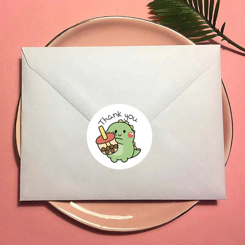 50/100/500pcs 1 Inch Thank You Stickers Cartoon Dinosaur Labels for Packaging Baking Labels Gifts Seal Decor Children's Stickers